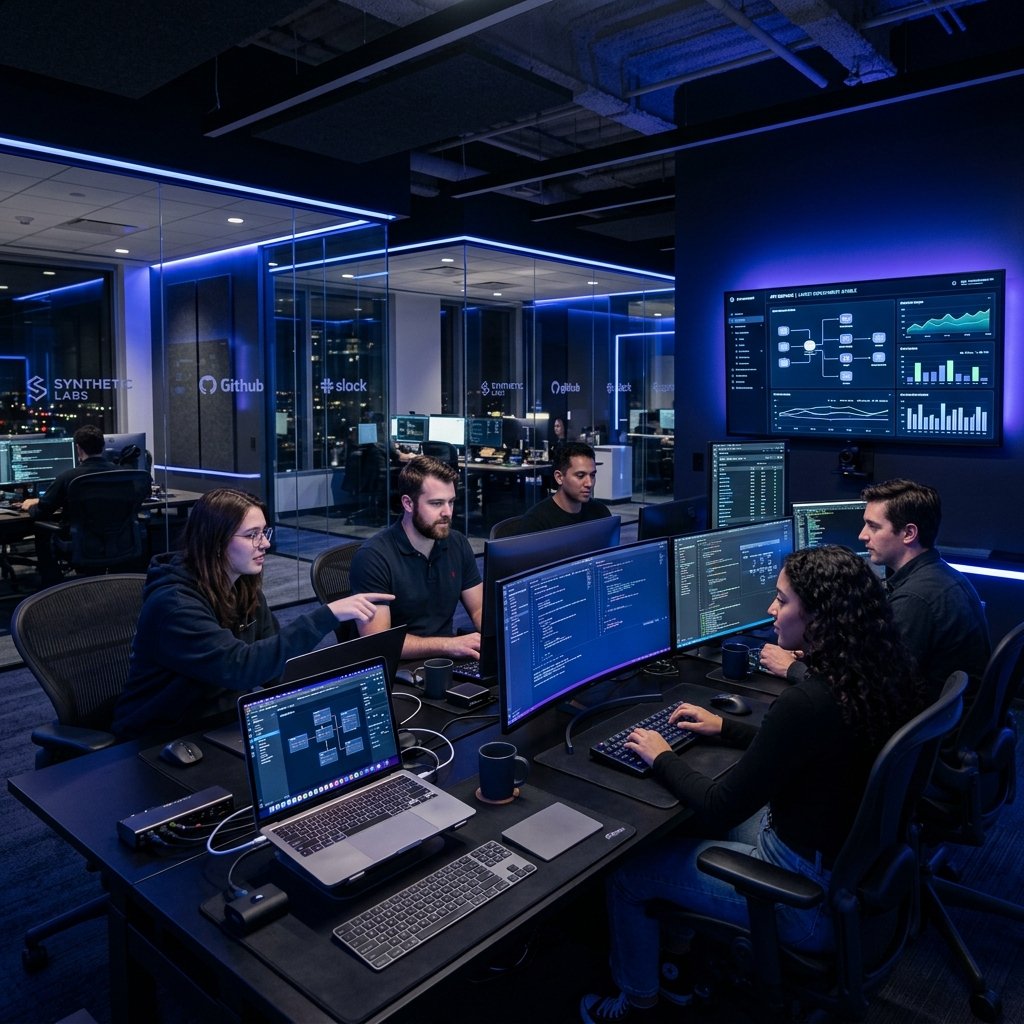 TECHMVC Technologies team working on software